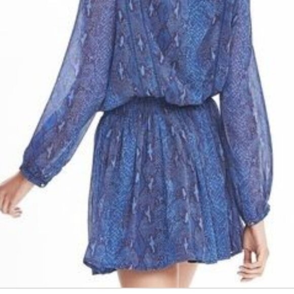 Banana Republic Blue Snakeskin Long Sleeve Dress Small - Picture 13 of 13